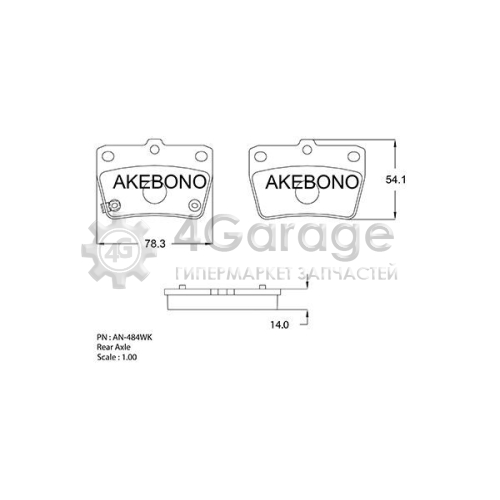 AKEBONO AN484WK Комплект тормозных колодок дисковый тормоз Standard