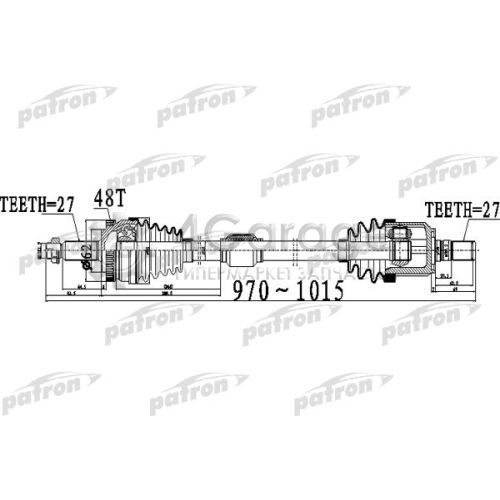 Полуось пер. R 27X970X62X27 ABS:48T PATRON PDS0506 в Нижнем Новгороде