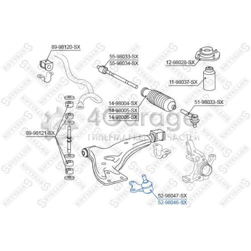 STELLOX 5298046SX 52 98046 SX_***опора шаровая правая \ Toyota Starl