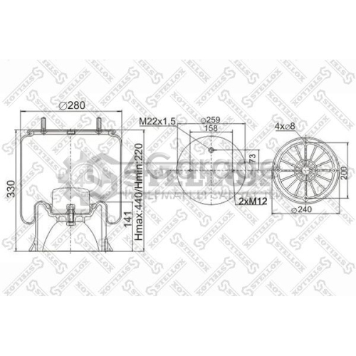 STELLOX 9040042SX Кожух пневматической рессоры