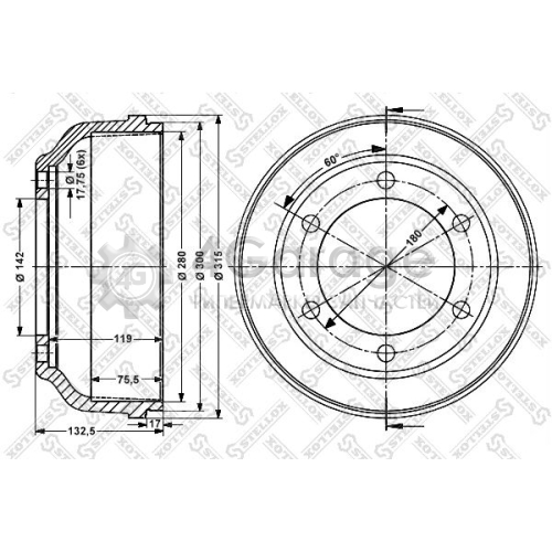 STELLOX 60262509SX Тормозной барабан