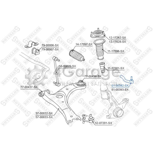 STELLOX 5100392SX Наконечник поперечной рулевой тяги