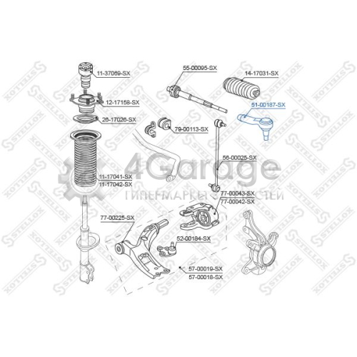 STELLOX 5100187SX Наконечник поперечной рулевой тяги