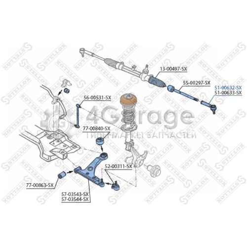 STELLOX 5100632SX Наконечник поперечной рулевой тяги