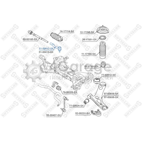 STELLOX 5100412SX Наконечник поперечной рулевой тяги