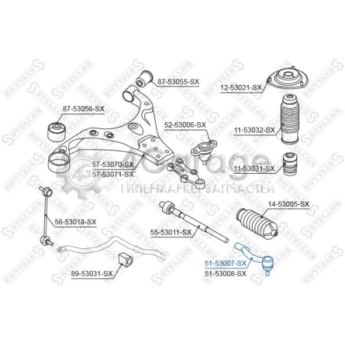 STELLOX 5153007SX Наконечник поперечной рулевой тяги