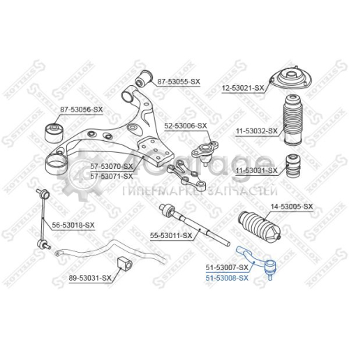 STELLOX 5153008SX Наконечник поперечной рулевой тяги