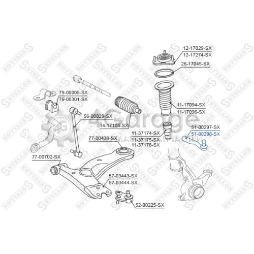 STELLOX 5100298SX Наконечник поперечной рулевой тяги