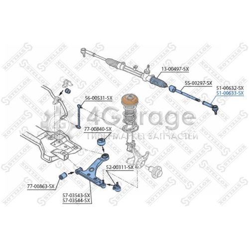 STELLOX 5100633SX Наконечник поперечной рулевой тяги