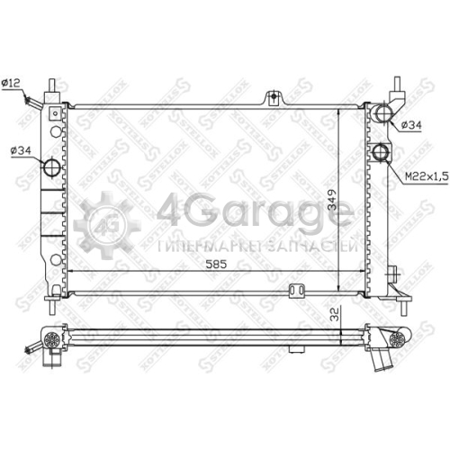 STELLOX 1025416SX 10 25416 SX_радиатор системы охлаждения с AC\ Ope