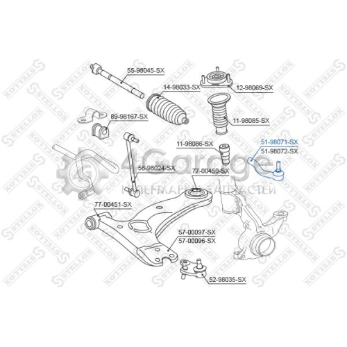 STELLOX 5198071SX Наконечник поперечной рулевой тяги