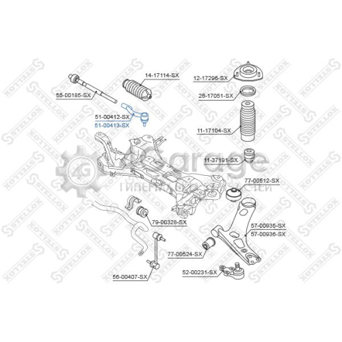 STELLOX 5100413SX Наконечник поперечной рулевой тяги