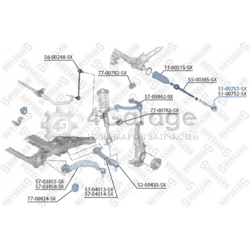 STELLOX 5100751SX Наконечник поперечной рулевой тяги