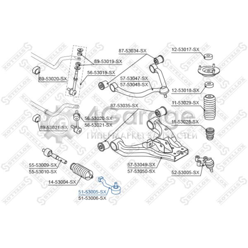 STELLOX 5153005SX Наконечник поперечной рулевой тяги