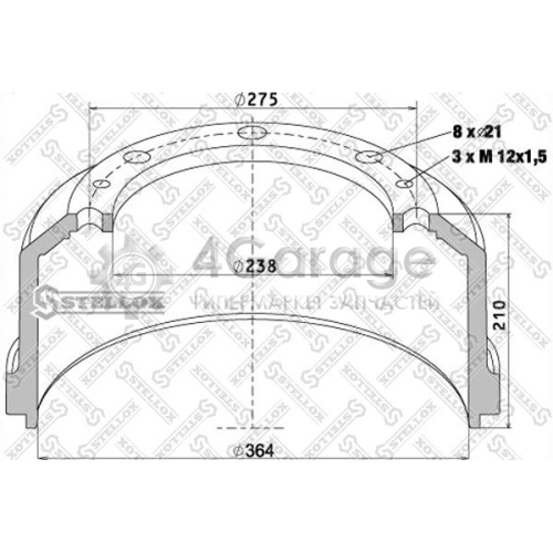 STELLOX 8500007SX Тормозной барабан