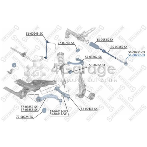 STELLOX 5100752SX Наконечник поперечной рулевой тяги