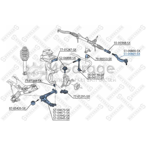 STELLOX 5100801SX Наконечник поперечной рулевой тяги