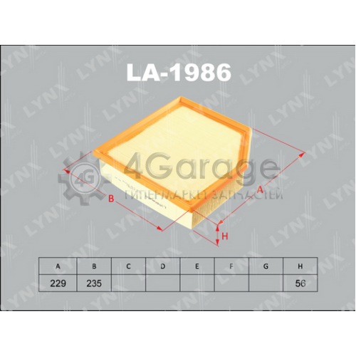 LYNXauto LA1986 Воздушный фильтр