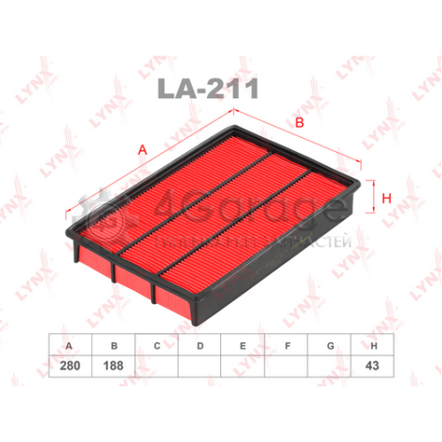 LYNXauto LA211 Воздушный фильтр