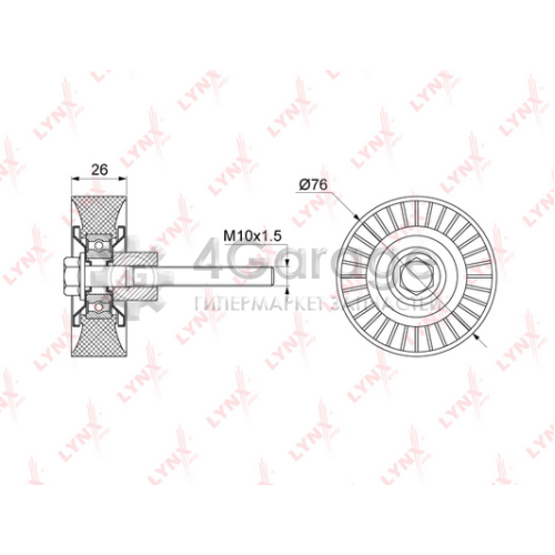 LYNXauto PB7125 Паразитный / ведущий ролик поликлиновой ремень