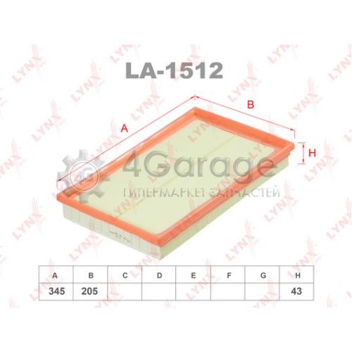 LYNXauto LA1512 Воздушный фильтр