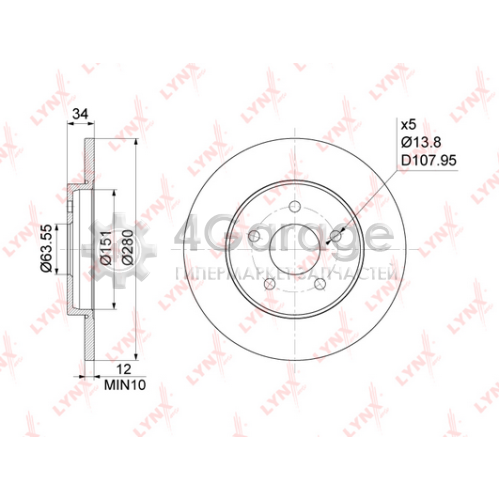 LYNXauto BN1019 Тормозной диск