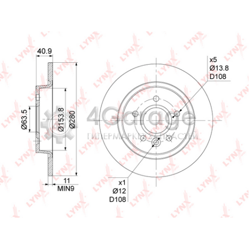 LYNXauto BN1021 Тормозной диск