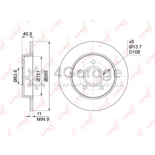 LYNXauto BN1018 Тормозной диск