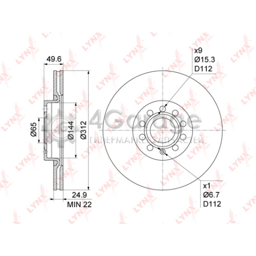 LYNXauto BN1202 Тормозной диск