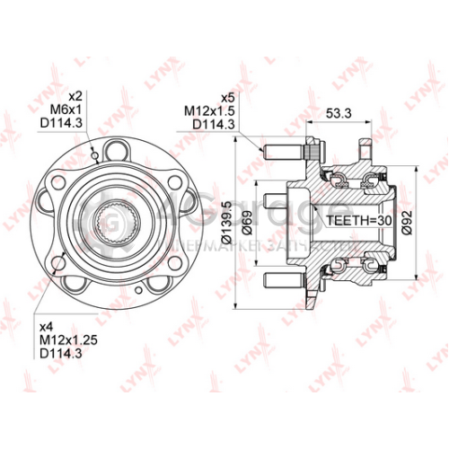 LYNXauto WH1168 Комплект подшипника ступицы колеса
