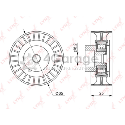 LYNXauto PB7154 Паразитный / ведущий ролик поликлиновой ремень