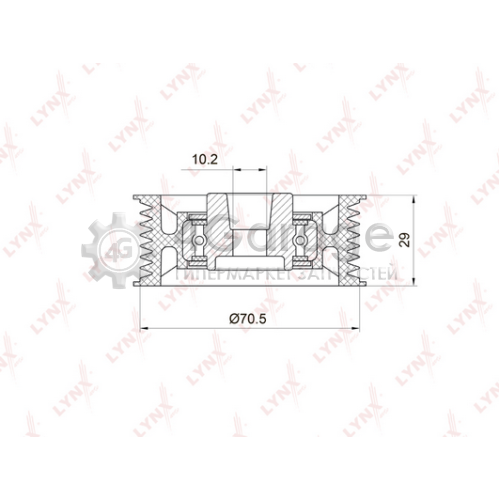 LYNXauto PB7022 Паразитный / ведущий ролик поликлиновой ремень