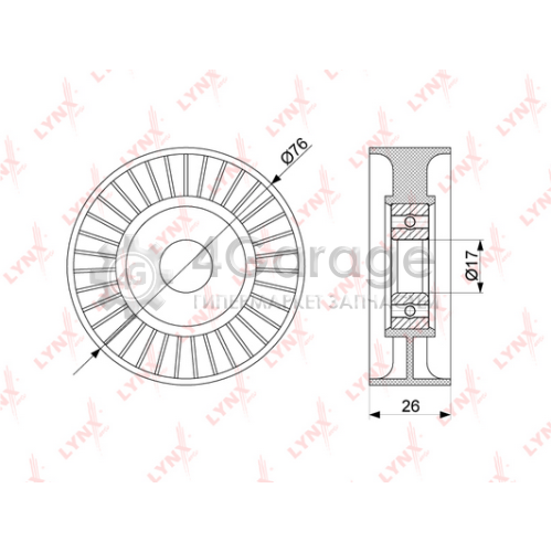 LYNXauto PB5235 Натяжной ролик поликлиновой ремень