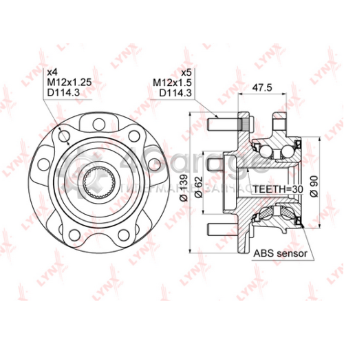 LYNXauto WH1013 Комплект подшипника ступицы колеса