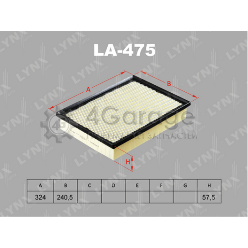 LYNXauto LA475 Воздушный фильтр