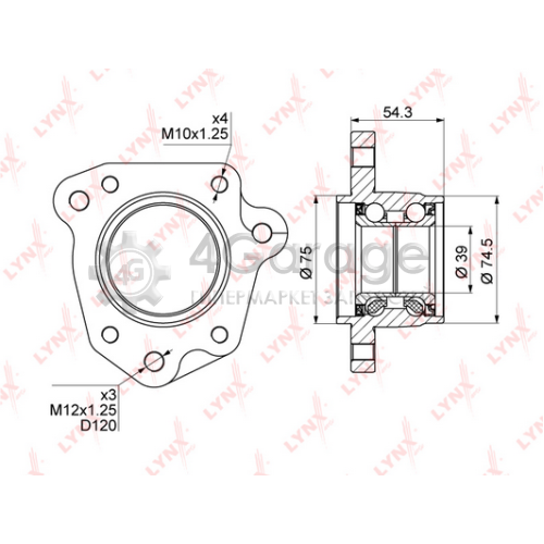 LYNXauto WB1012 Комплект подшипника ступицы колеса