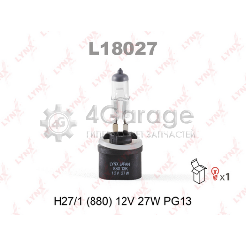 LYNXauto L18027 Лампа галогеновая H27 12V 27W PG13 (880) L18027