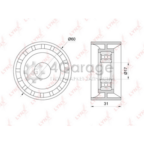 LYNXauto PB7130 Паразитный / ведущий ролик поликлиновой ремень