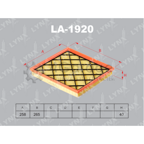 LYNXauto LA1920 Воздушный фильтр