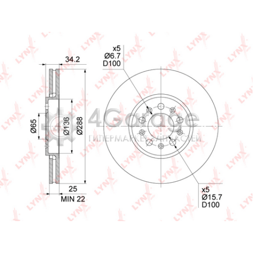 LYNXauto BN1234 Тормозной диск