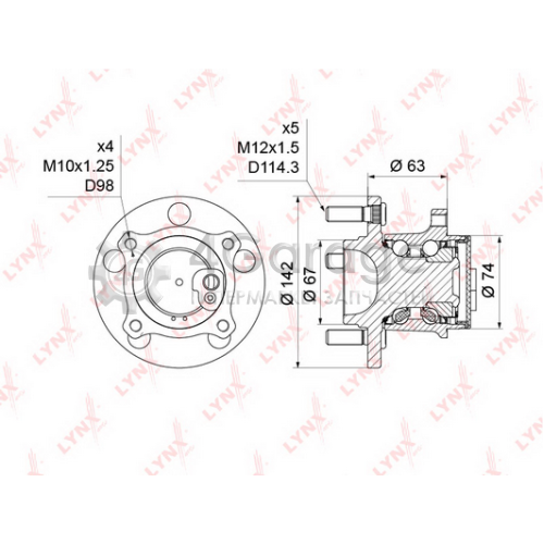 LYNXauto WH1214 Комплект подшипника ступицы колеса