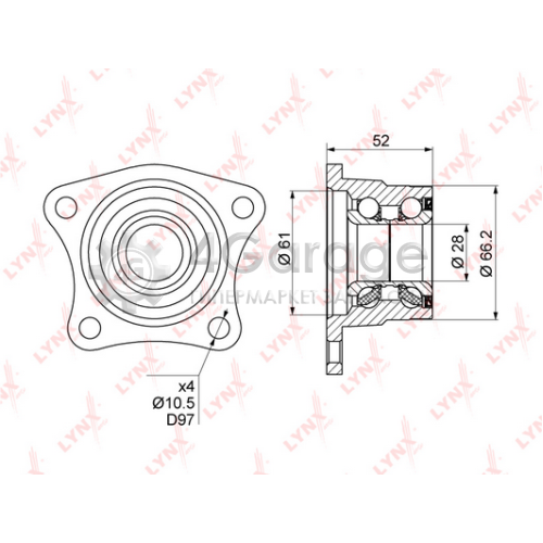 LYNXauto WB1024 Комплект подшипника ступицы колеса