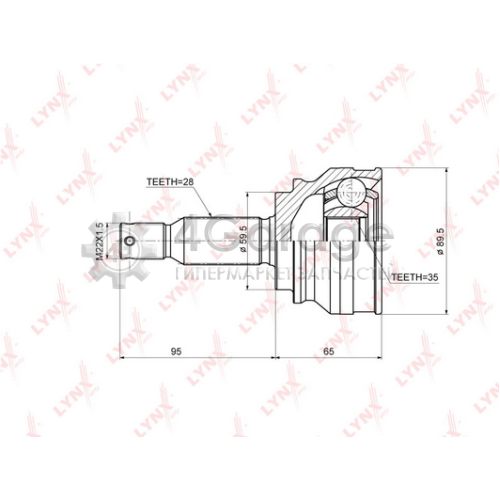 LYNXauto CO3644 ШРУС наружный подходит для MITSUBISHI ASX 2.0 10 / Lancer 2.0 07 / Outlander 2.0 2.4 06 CITROEN C Crosser 07 PEUGEOT 4007 07 CO 3644