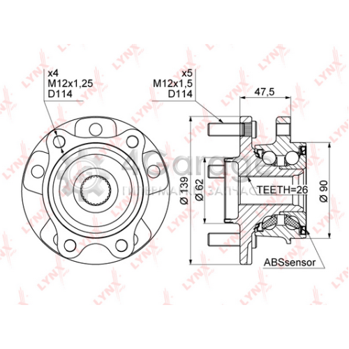 LYNXauto WH1012 Комплект подшипника ступицы колеса