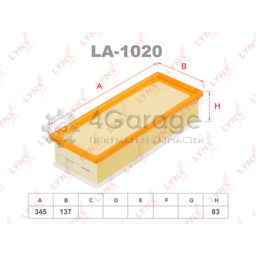 LYNXauto LA1020 Фильтр воздушный подходит для AUDI A3 1.6TD 2.0TD 03/TT 1.8T 2.0T 06 VW Golf V 1.4T 2.0 03/VI 1.4T 2.0T 08/Jetta III 1.4T 2.0T/TD 05/IV 1.4T 2.0TD 10 /Passat 1.4T 2.0TD 05 /Tiguan LA 1020