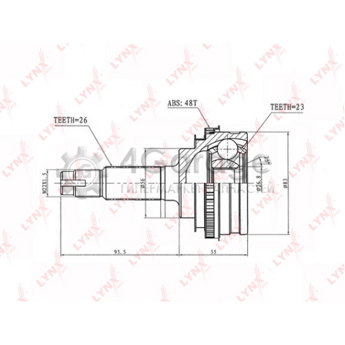 LYNXauto CO7506A ШРУС наружный подходит для TOYOTA Caldina 1.8 96 97/Corolla 1.5 90 94/Corona 1.6 1.8 96 02 CO 7506A