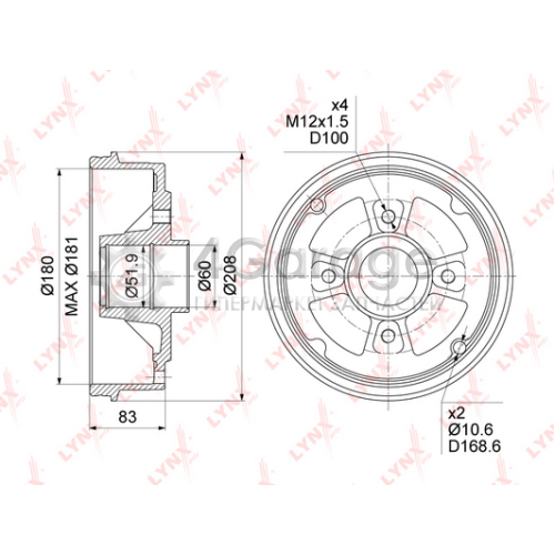 LYNXauto BM1033 Тормозной барабан