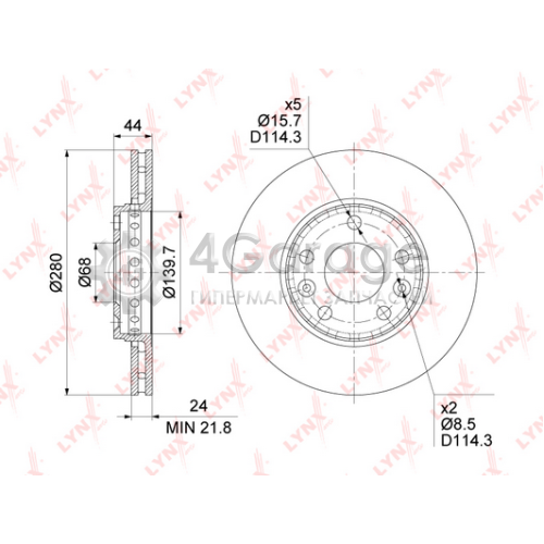 LYNXauto BN1415 Тормозной диск