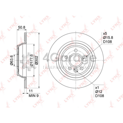 LYNXauto BN1022 Тормозной диск