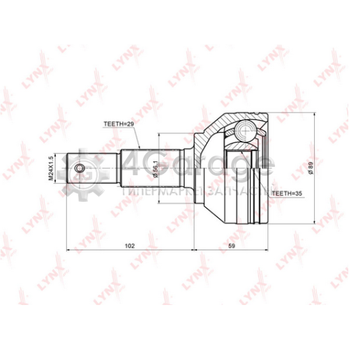 LYNXauto CO3703 ШРУС наружный подходит для NISSAN Altima(L32) 2.5 06 / Qashqai(J10E) 1.5D 2.0 06 / X Trail(T31) 2.0 2.5 07 RENAULT Koleos 2.0D 2.5 08 CO 3703